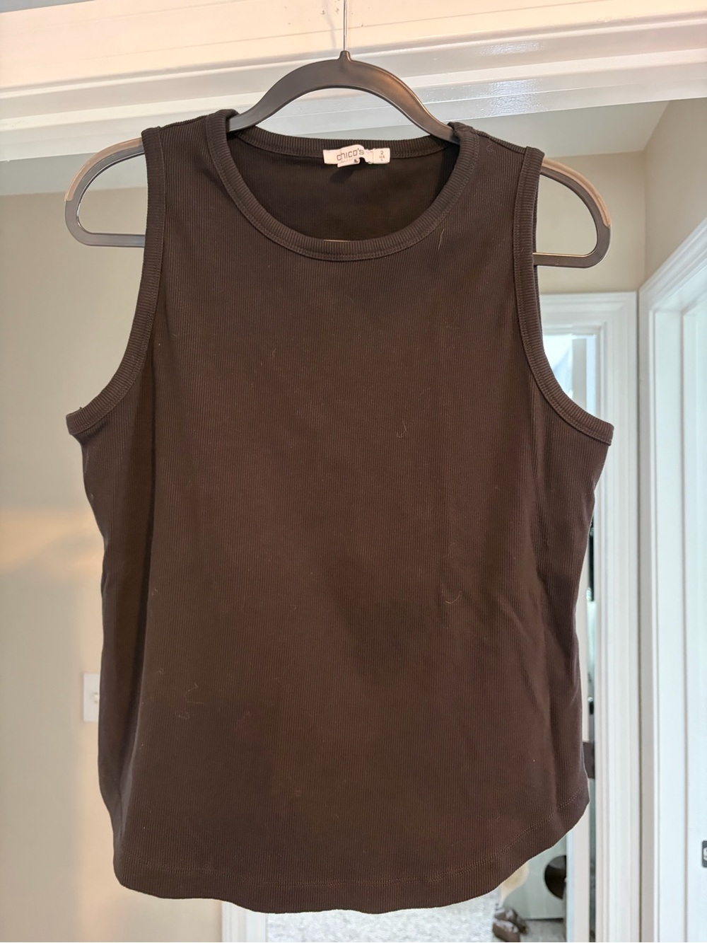 Chico's Black Ribbed Sleeveless Tank Top